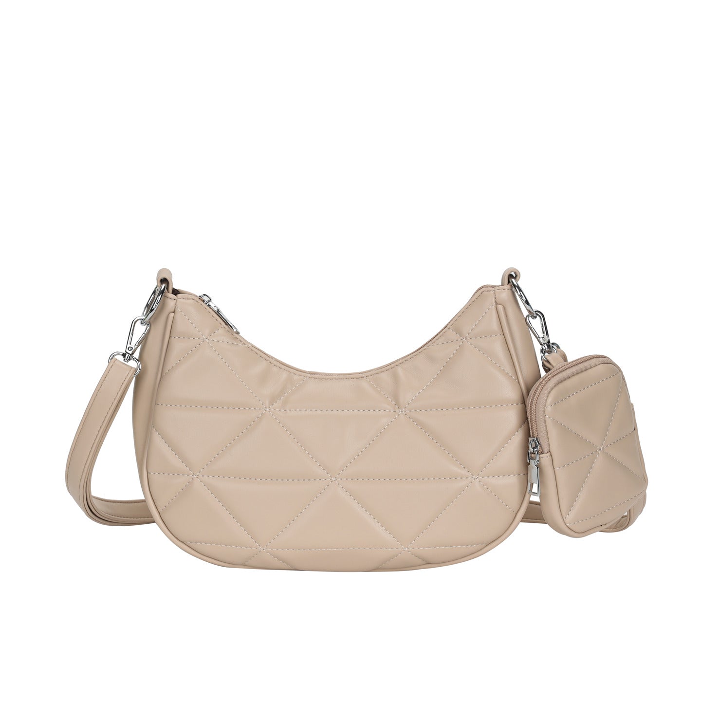 GESSY PADDED CROSSBODY BAG IN BEIGE WITH POUCH