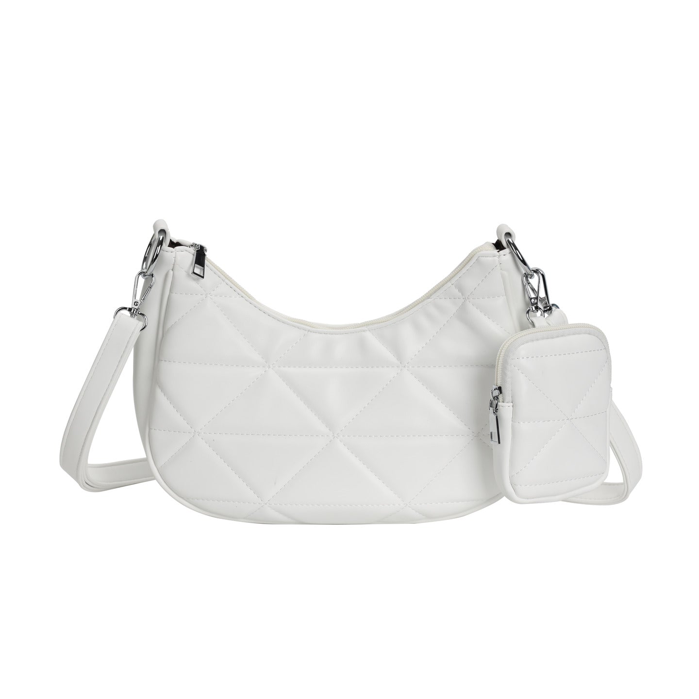 GESSY PADDED CROSSBODY BAG IN WHITE WITH POUCH