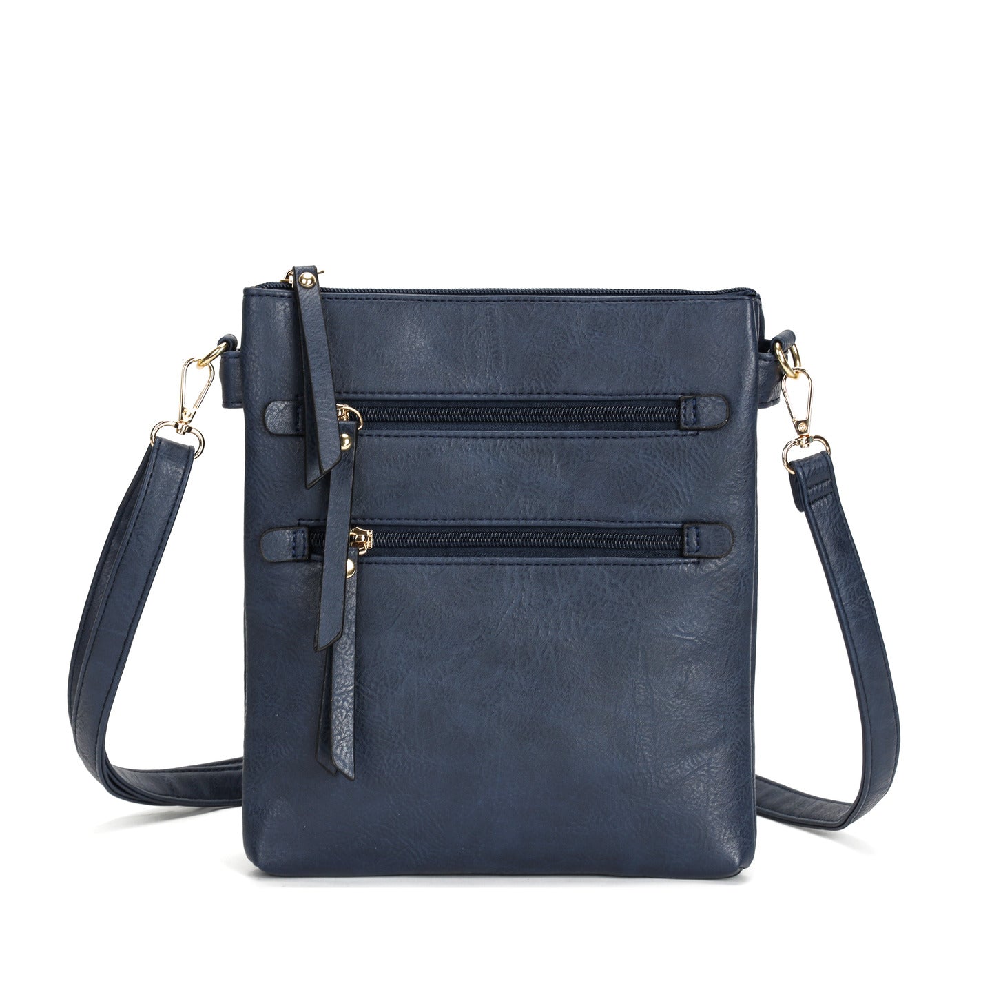 GESSY DOUBLE ROW ZIP CROSSBODY BAG IN NAVY