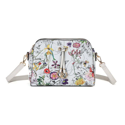 GESSY HANGING LOOP DECOR FLORA PRINT CROSSBODY BAG