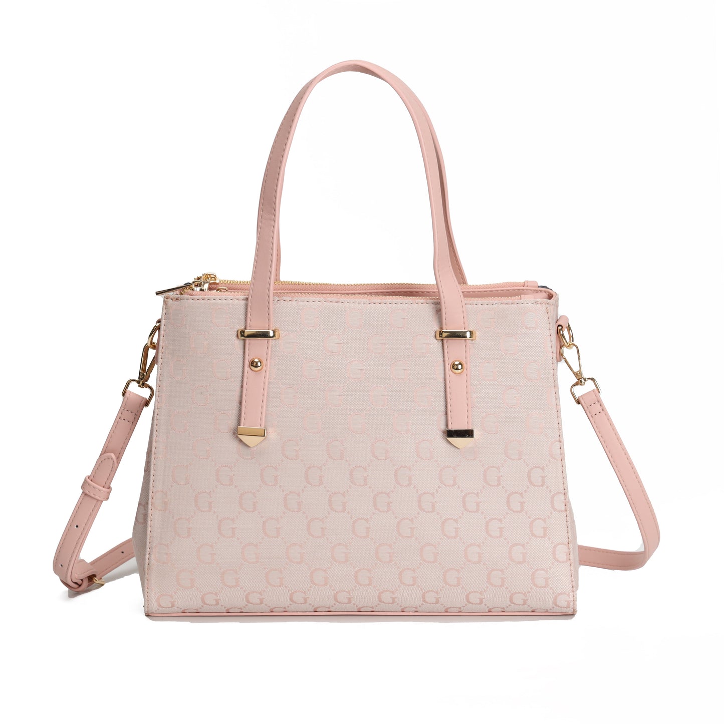 GESSY CLASSIC LOGO PRINT LAPTOP HANDBAG LARGE CAPACITY IN PINK
