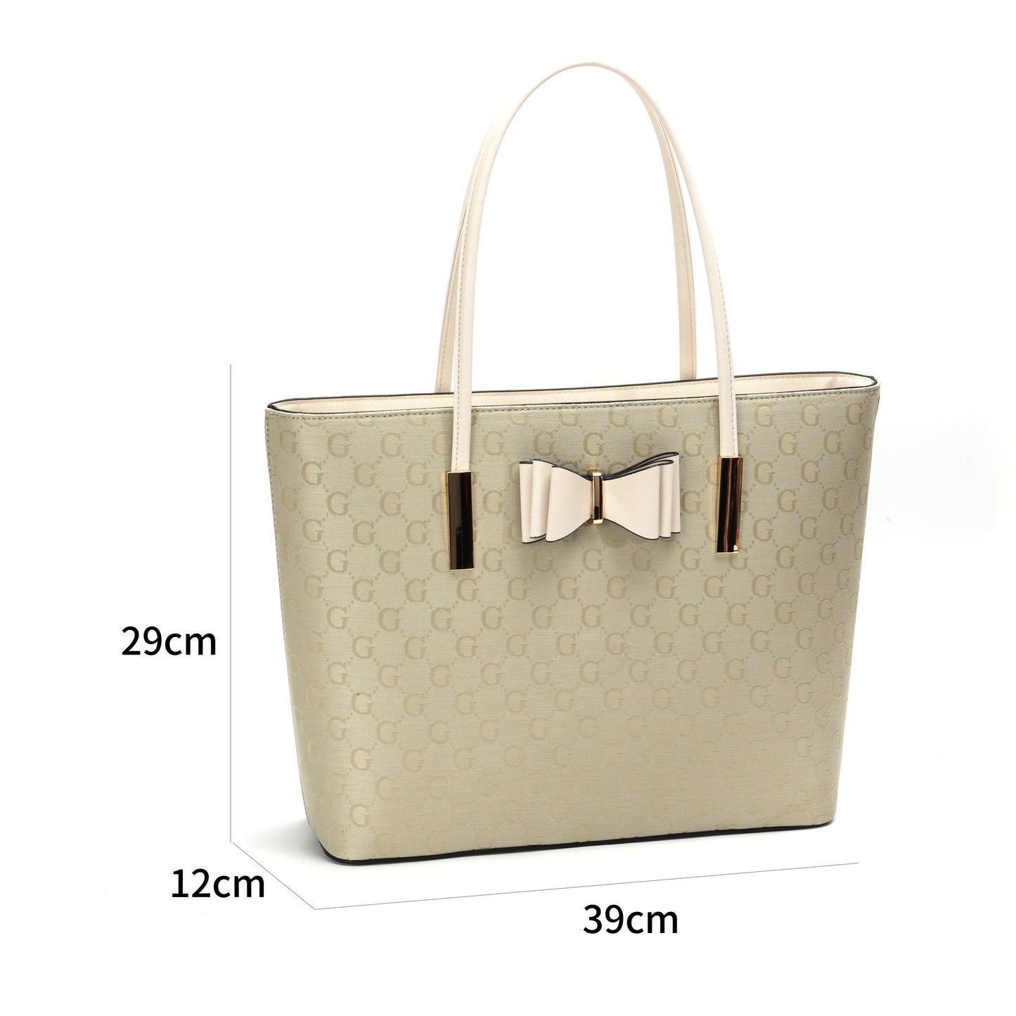 GESSY BOW DETAIL TOTE BAG IN CREAM