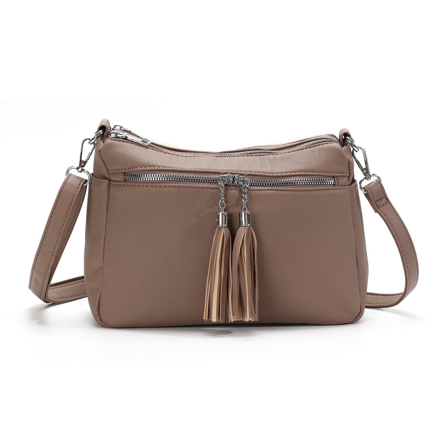 GESSY TASSLE ZIP CROSSBODY BAG IN PURPLE