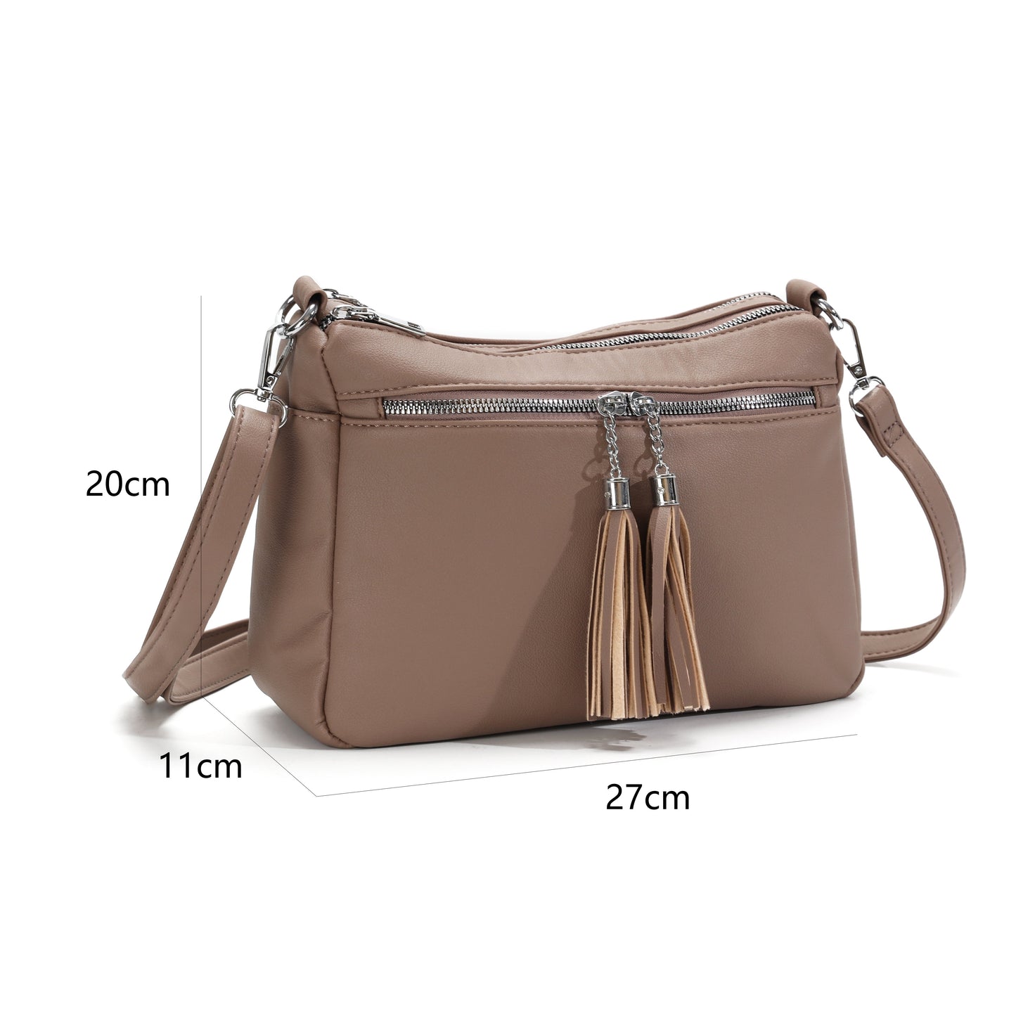 GESSY TASSLE ZIP CROSSBODY BAG IN PURPLE