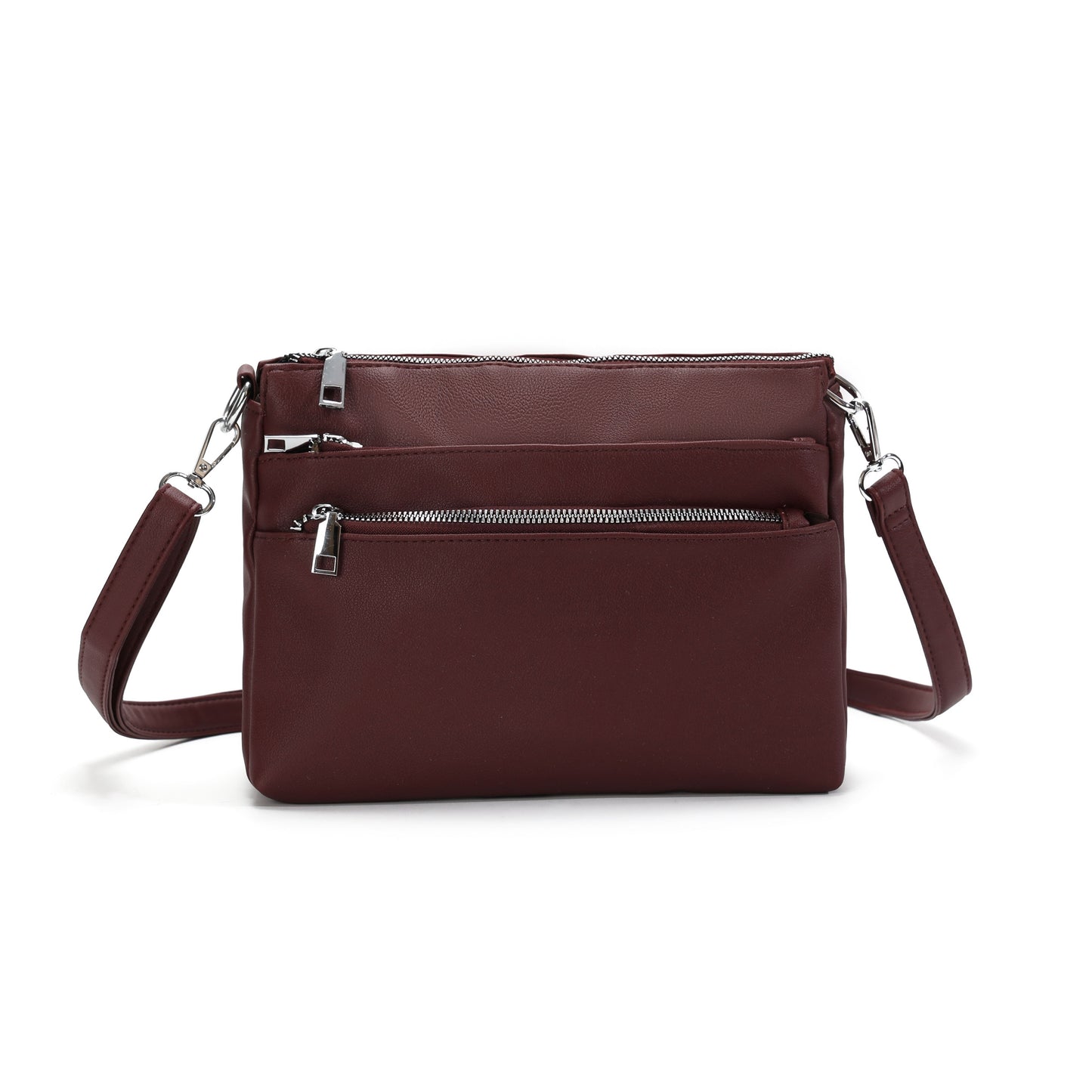 GESSY TRIPLE ZIP CROSSBODY BAG IN WINE