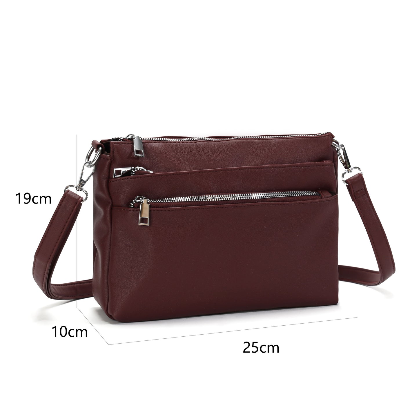 GESSY TRIPLE ZIP CROSSBODY BAG IN WINE