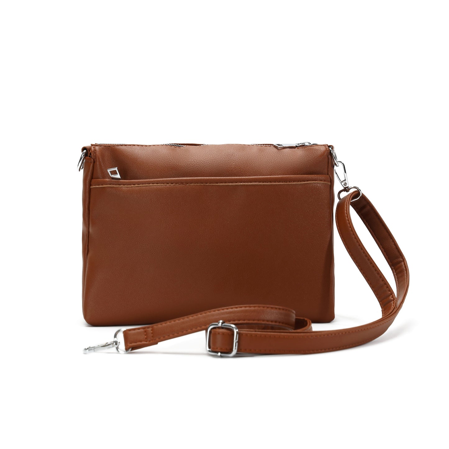 GESSY TRIPLE ZIP CROSSBODY BAG IN BROWN