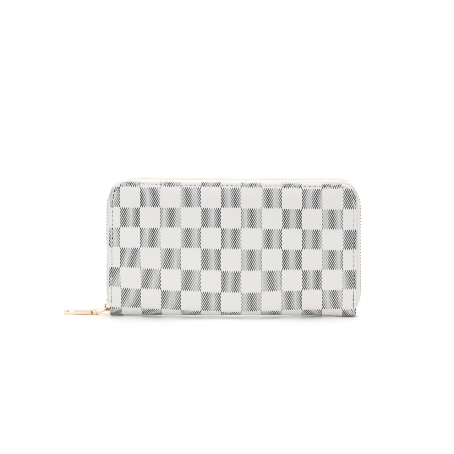 GESSY CHECKERED PRINT LONG PURSE IN WHITE