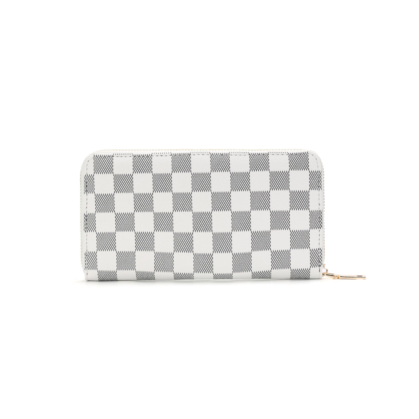 GESSY CHECKERED PRINT LONG PURSE IN WHITE