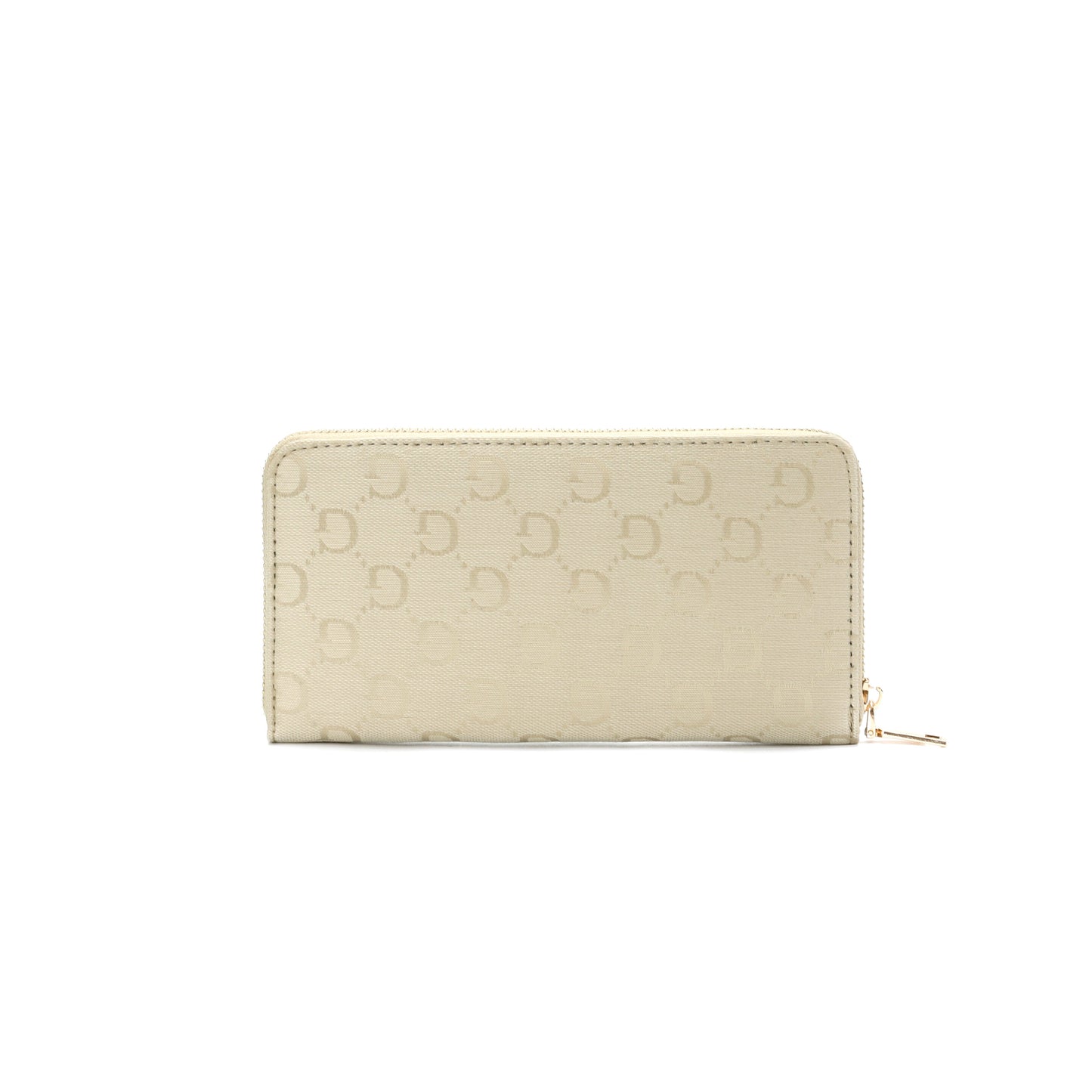 GESSY LOGO PRINT LONG PURSE WITH BOW TIE IN CREAM