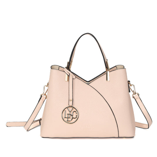 LYDC IRREGULAR LEATHER HANDBAG WITH METAL LOGO PAD IN LIGHT PINK