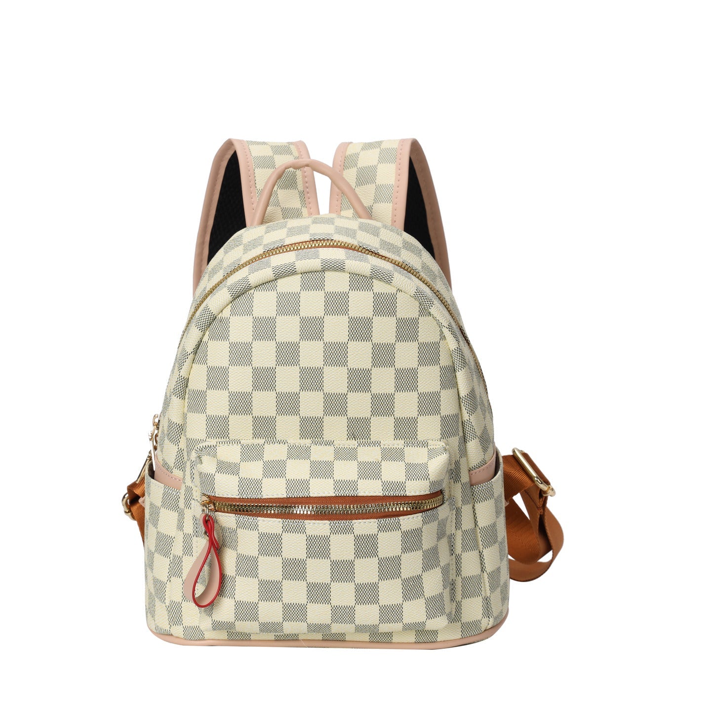 GESSY PU LEATHER CHECKERED PRINT PACKBAG IN WHITE