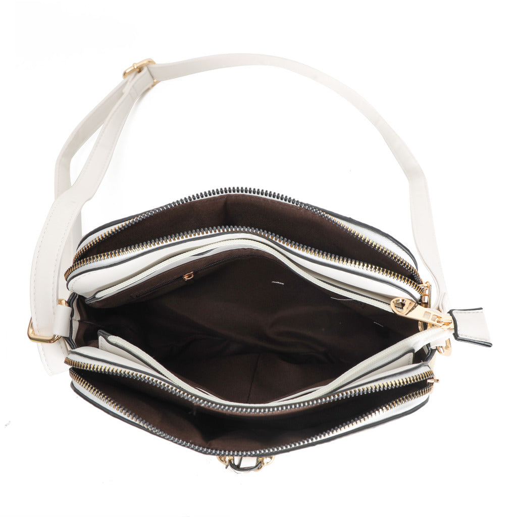 GESSY LOGO PRINT RING DECOR HANDBAG IN CREAM