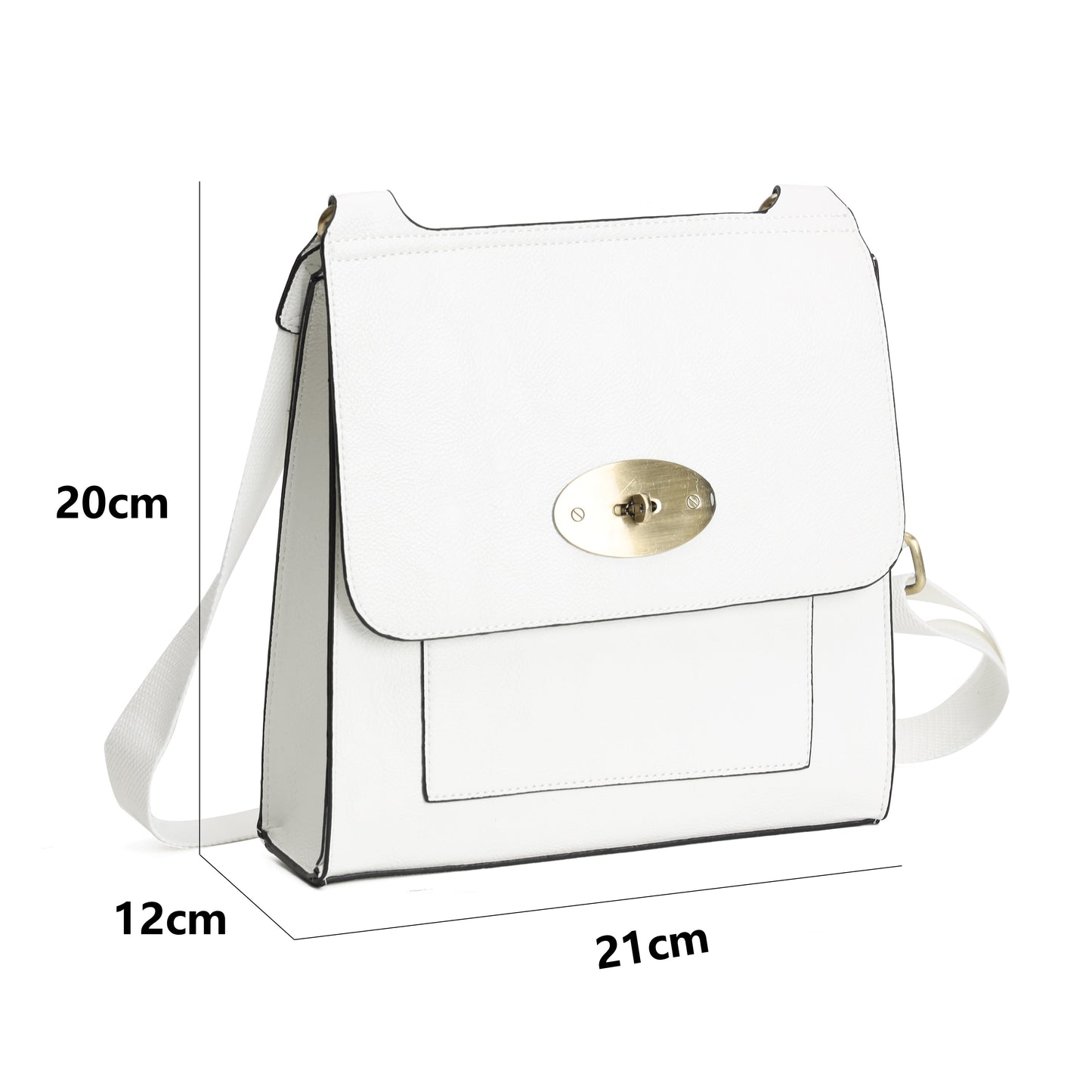 GESSY MESSENGER CROSS BODY BAG TWIST LOCKER IN WHITE