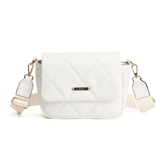 LYDC QUILTED LEATHER CHAIN FLAP SHOULDER BAG IN WHITE