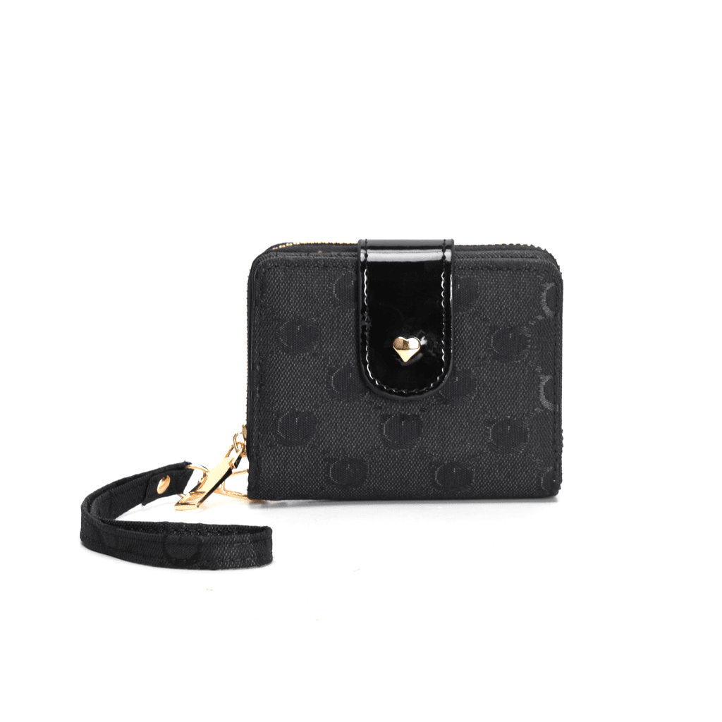 GESSY RETRO LOGO PRINT SHORT PURSE IN BLACK