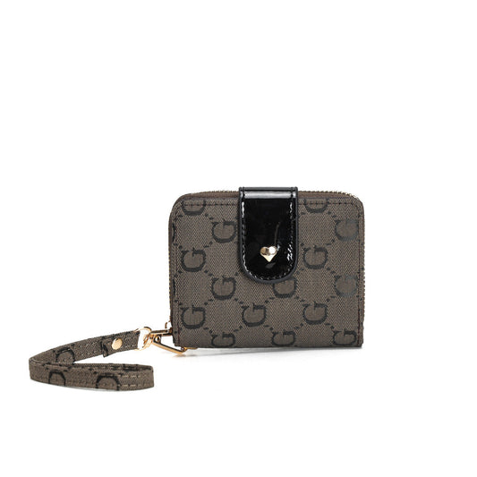 GESSY RETRO LOGO PRINT SHORT PURSE IN COFFEE