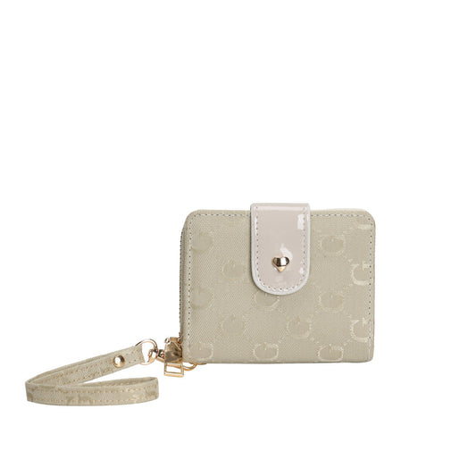 GESSY RETRO LOGO PRINT SHORT PURSE IN CREAM