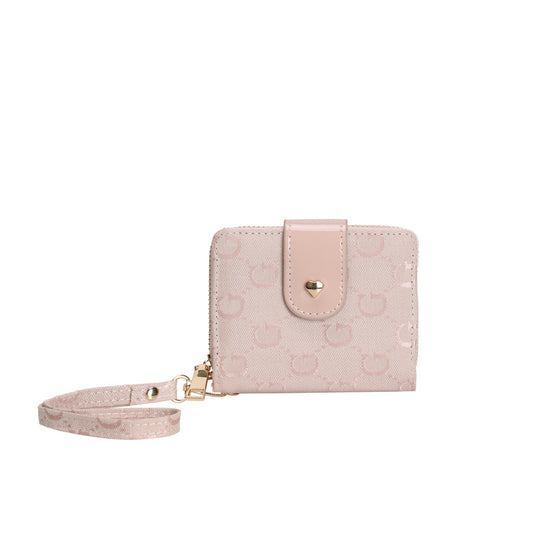 GESSY RETRO LOGO PRINT SHORT PURSE IN PINK