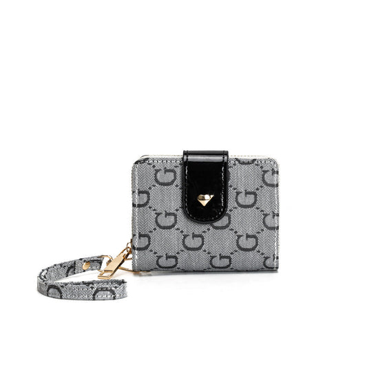 GESSY RETRO LOGO PRINT SHORT PURSE IN GREY