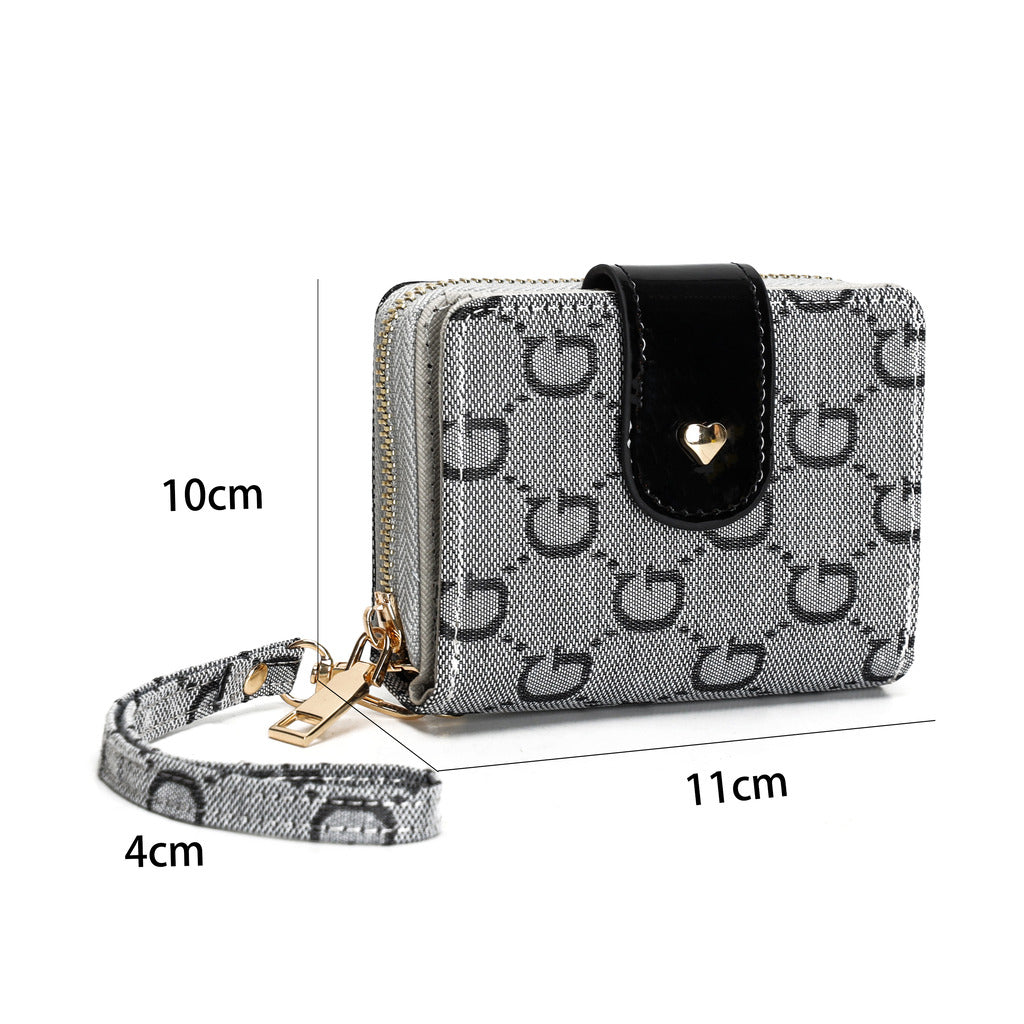 GESSY RETRO LOGO PRINT SHORT PURSE IN GREY