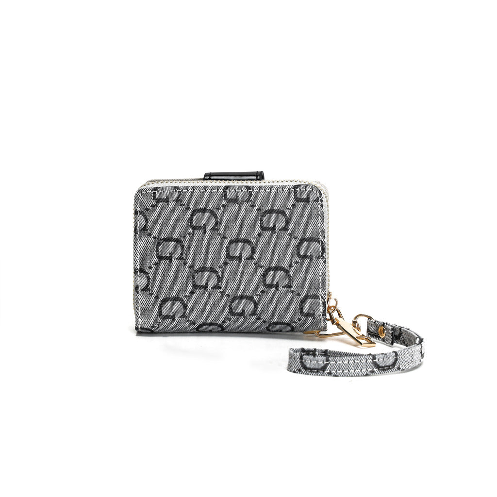 GESSY RETRO LOGO PRINT SHORT PURSE IN GREY