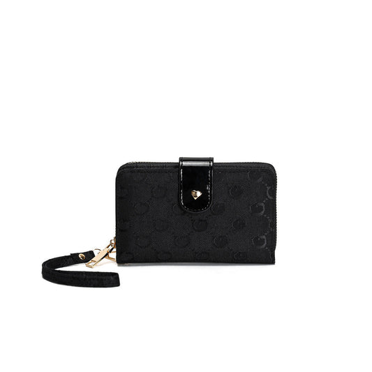 GESSY RETRO LOGO PRINT MEDIUM SIZE PURSE IN BLACK