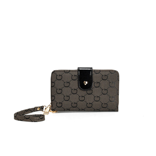 GESSY RETRO LOGO PRINT MEDIUM SIZE PURSE IN COFFEEE