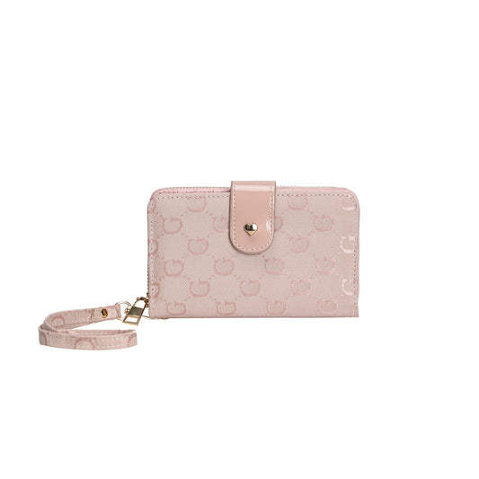 GESSY RETRO LOGO PRINT MEDIUM SIZE PURSE IN PINK