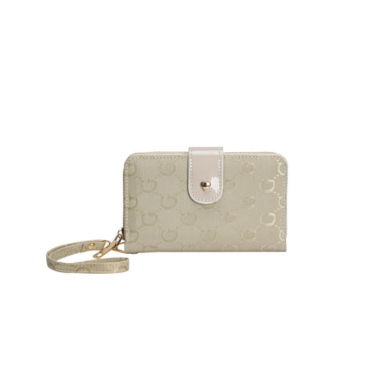 GESSY RETRO LOGO PRINT MEDIUM SIZE PURSE IN CREAM