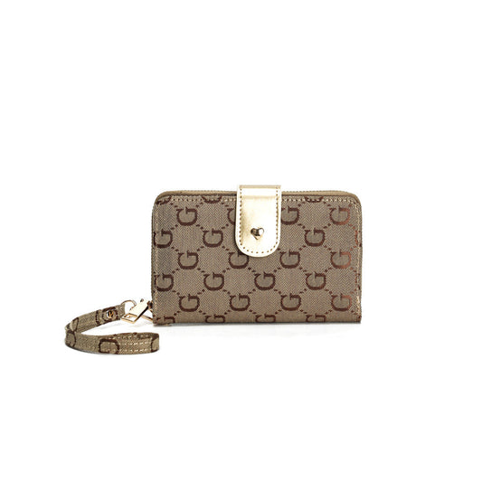 GESSY RETRO LOGO PRINT MEDIUM SIZE PURSE IN BROWN
