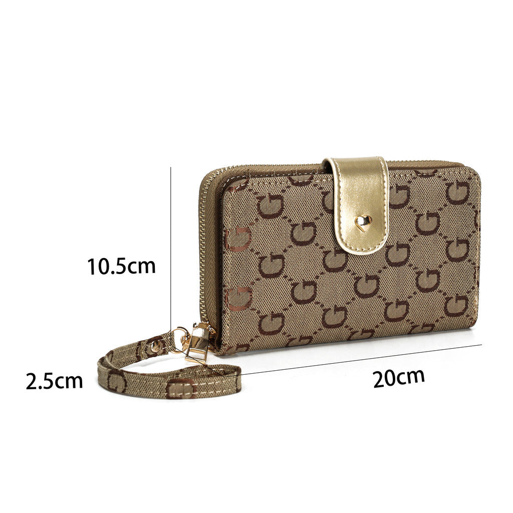 GESSY RETRO LOGO PRINT MEDIUM SIZE PURSE IN BROWN