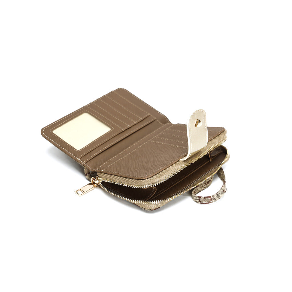 GESSY RETRO LOGO PRINT MEDIUM SIZE PURSE IN BROWN