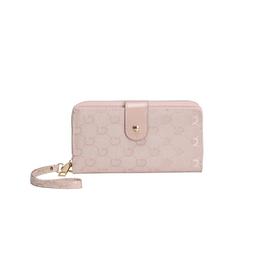 GESSY RETRO LOGO PRINT LONG PURSE IN PINK