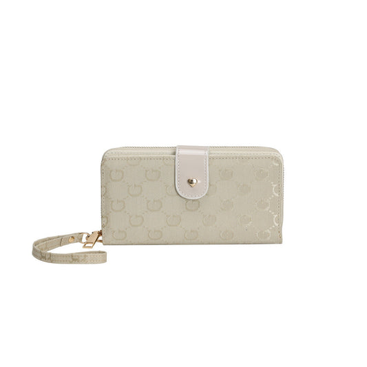 GESSY RETRO LOGO PRINT LONG PURSE IN CREAM