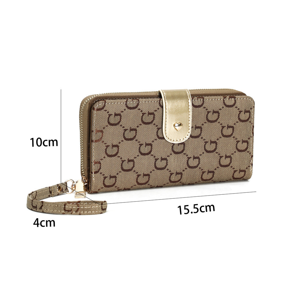 GESSY RETRO LOGO PRINT LONG PURSE IN BROWN