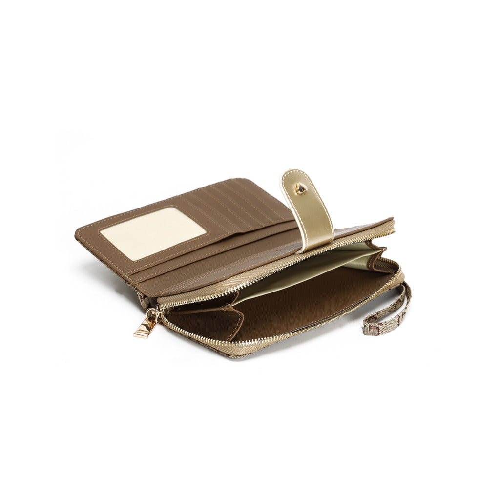 GESSY RETRO LOGO PRINT LONG PURSE IN BROWN