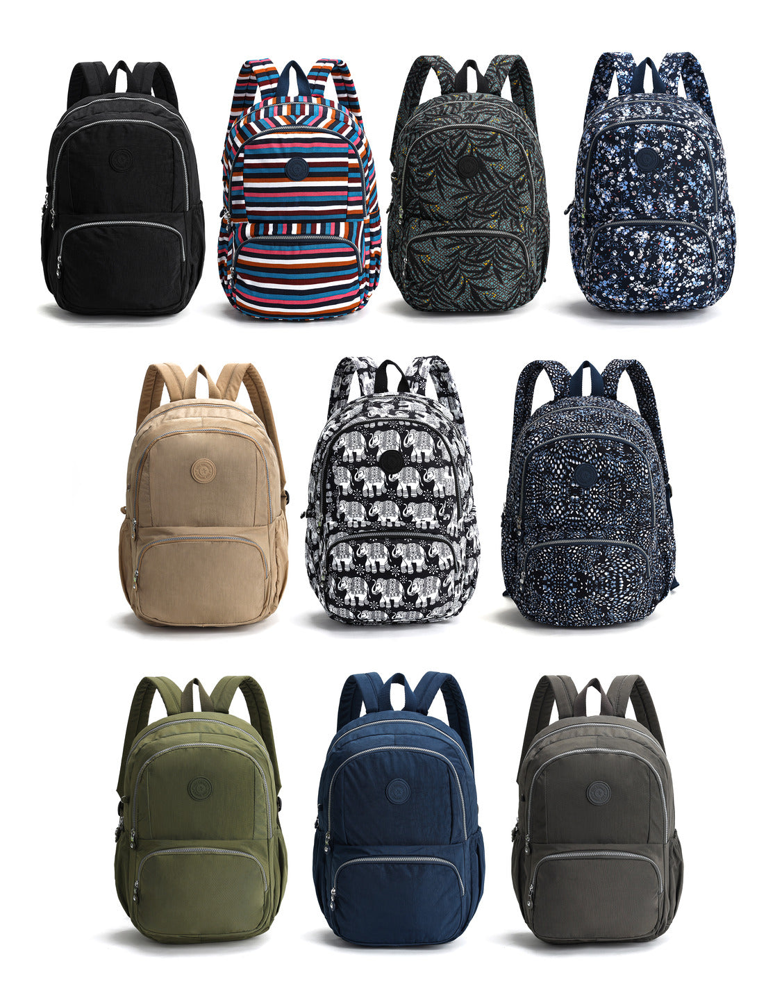 GESSY NYLON BIG CAPACITY BACKPACK IN KHAKI