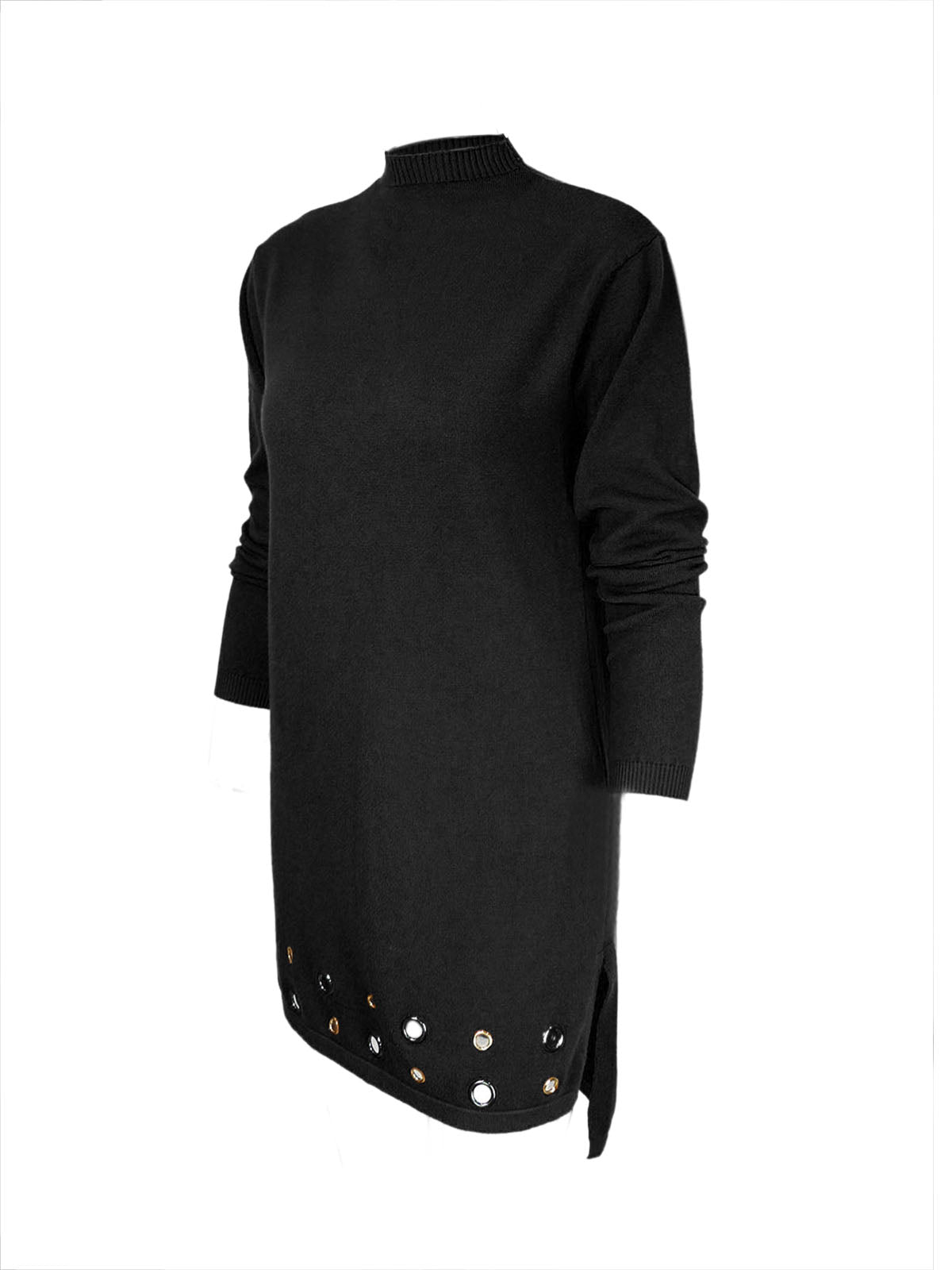 Anna Smith high neck long sleeves metal studs knitted dress