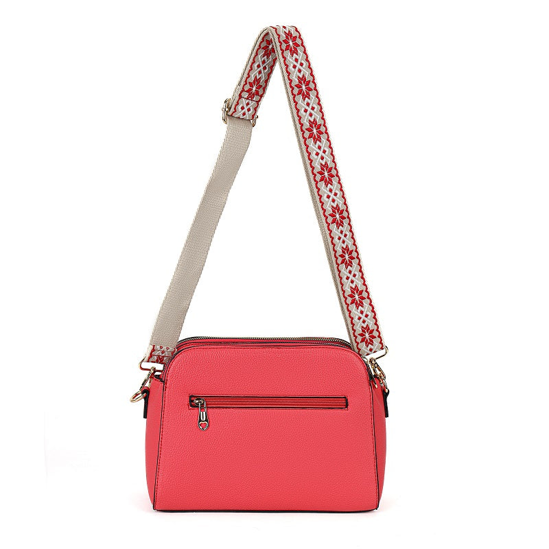 GESSY MULTI-LAYER CROSS BODY BAG WITH PATTERNED STRAP