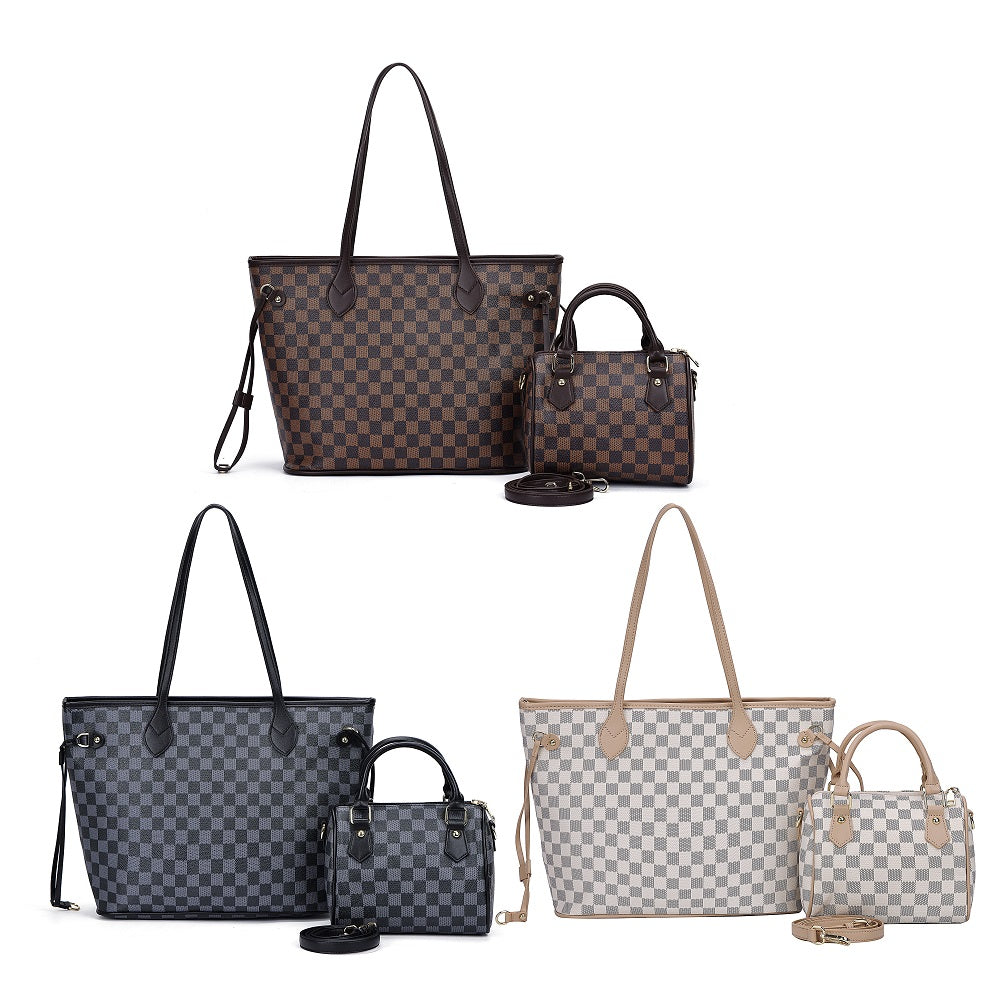 GESSY 2PCS SET BAG IN CHECK PRINT