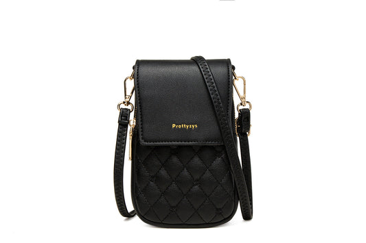 GESSY CROSS BODY FLAP PHONE BAG IN BLACK