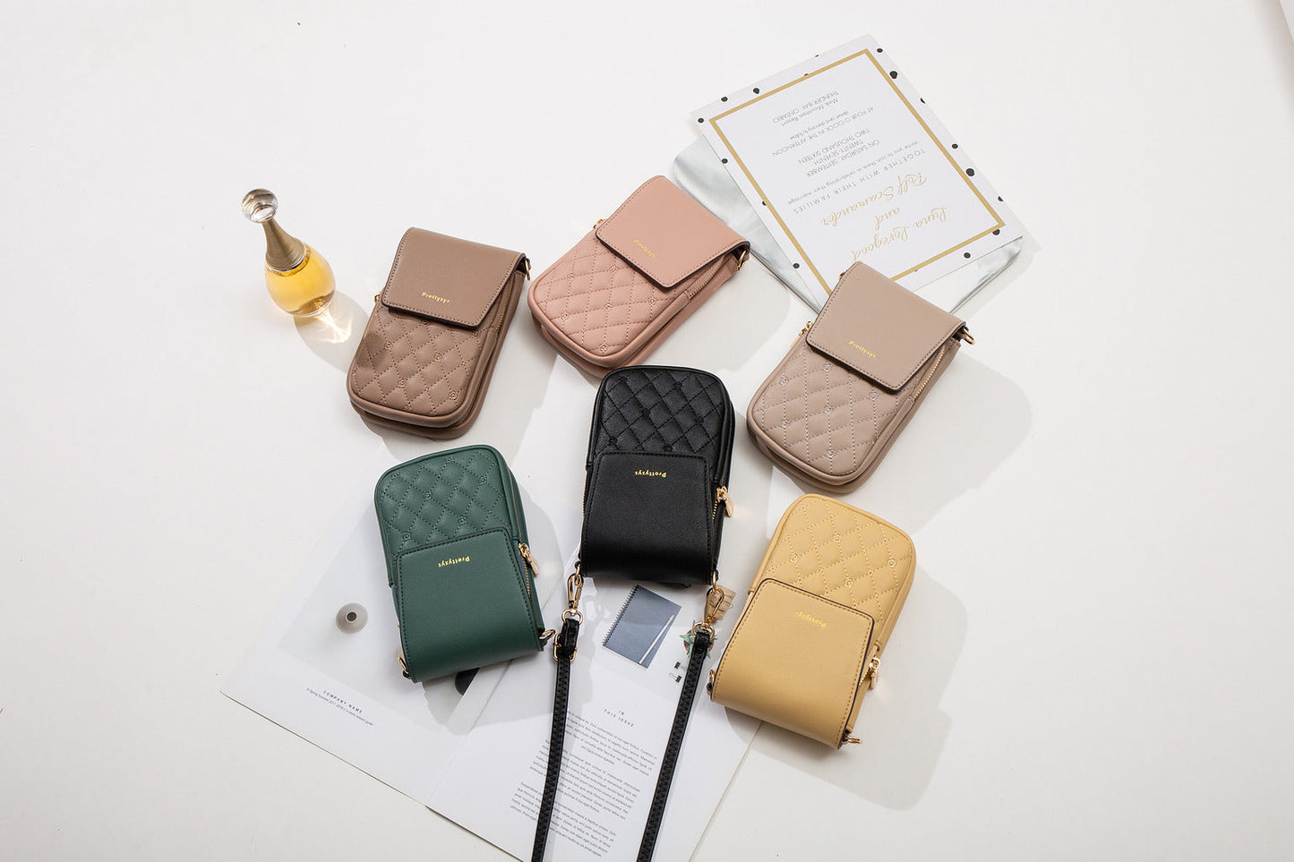 GESSY CROSS BODY FLAP PHONE BAG IN COFFEE