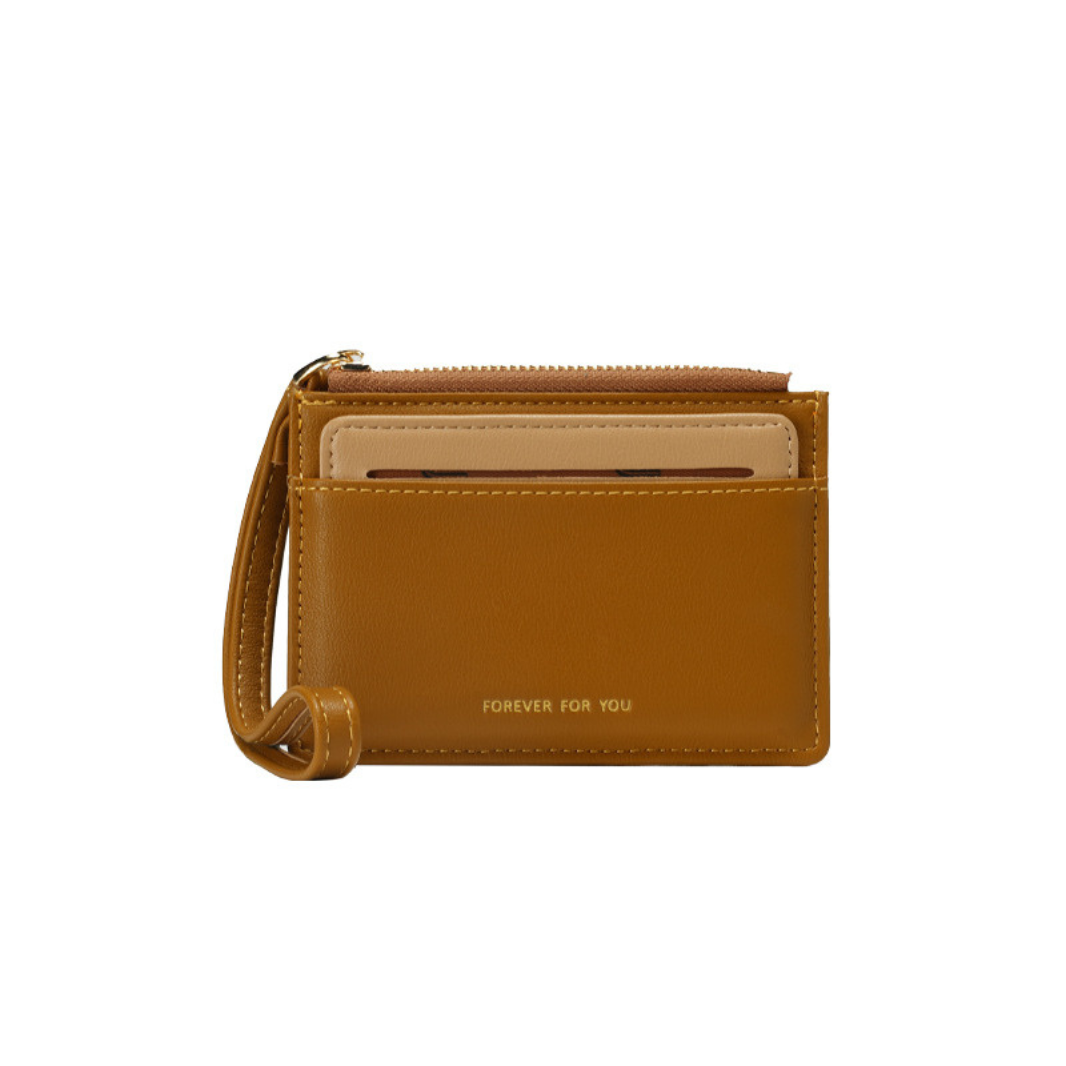 GESSY MULTI-LAYER CARD HOLDER WITH LANYARD IN BROWN