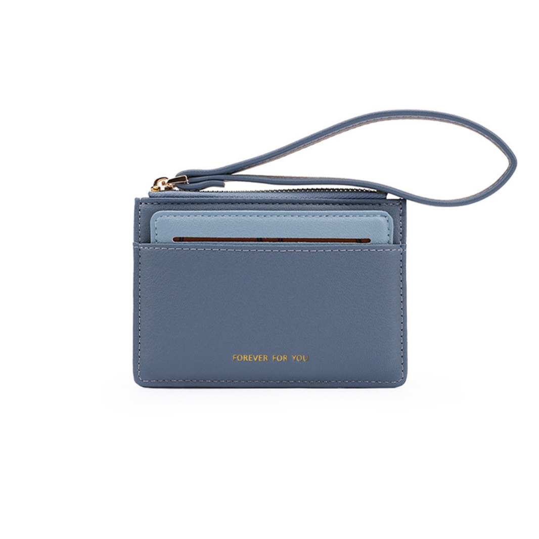 GESSY MULTI-LAYER CARD HOLDER WITH LANYARD IN BLUE