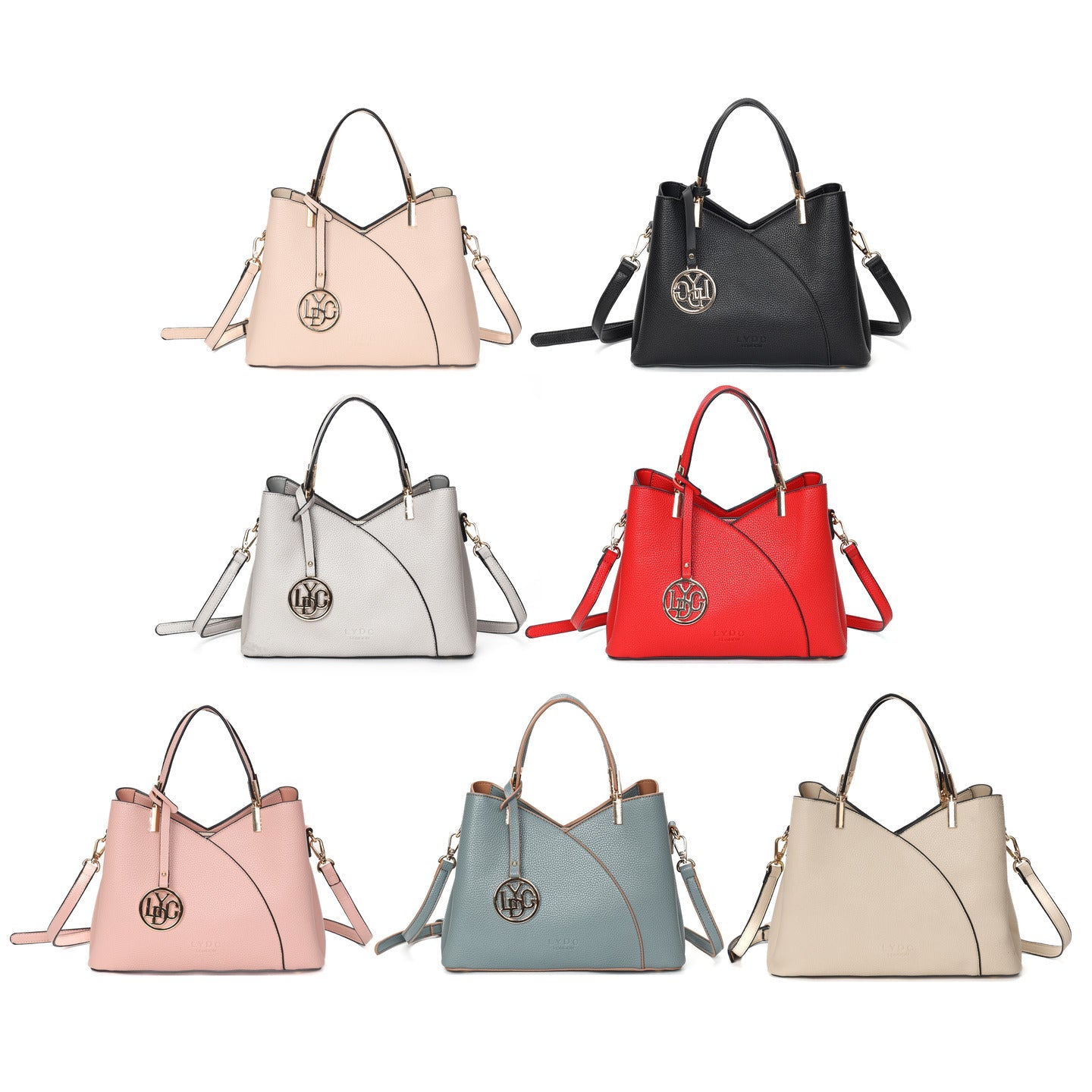 LYDC IRREGULAR LEATHER HANDBAG WITH METAL LOGO PAD IN DARK PINK