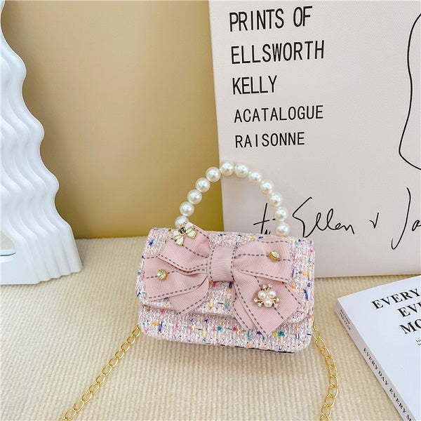 GESSY BUTTERFLY KID HANDBAGS WITH PEARL HANDLE
