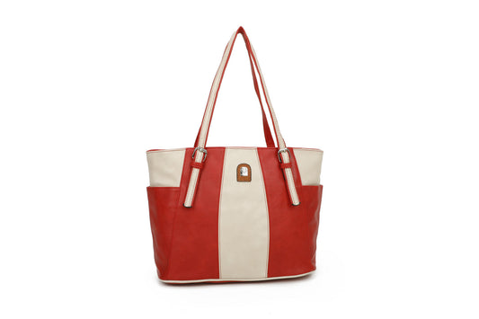 GESSY LARGE CAPACITY COLORBLOCK HANDBAG IN RED