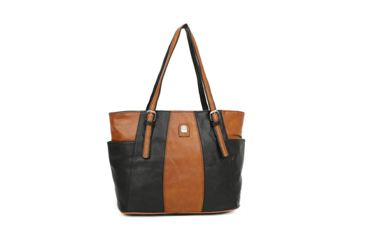 GESSY LARGE CAPACITY COLORBLOCK HANDBAG IN SOIL