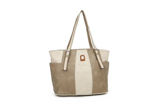 GESSY LARGE CAPACITY COLORBLOCK HANDBAG IN APRICOT